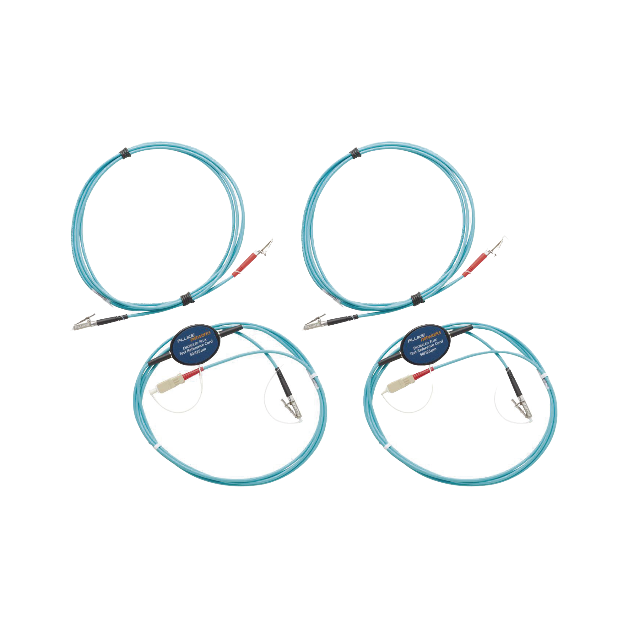Kit de Cables de Referencia de Comprobación Multimodo CertiFiber® Pro, Para Fibras con Conectores LC de 50¬µm (2 SC/LC metálico, 2 LC/LC metálico), de 2 Metros