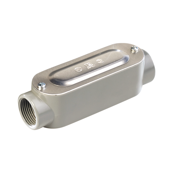 Caja oval roscada tipo C de 1 1/2" (38.1 mm) Incluye tapa y tornillos.