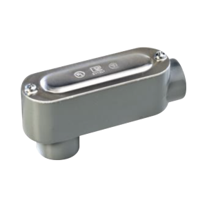 Caja oval roscada tipo LB de 1 1/2" (38.1mm) incluye tapa y tornillos.