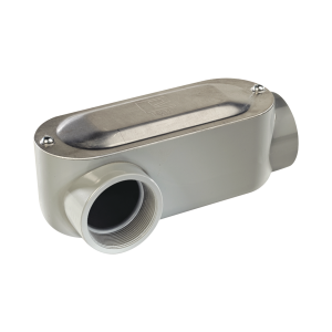 Caja oval roscada tipo LR de 3" larga(76.2  mm) Incluye tapa y tornillos.