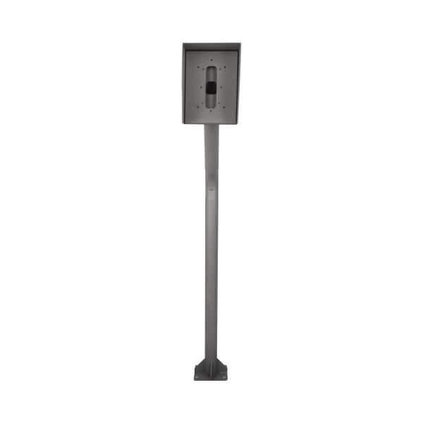 Poste y Cubierta industrial para montaje de Porteros IP Fanvil y Grandstream, altura de 1.2 metros, pintura electrostática color gris.