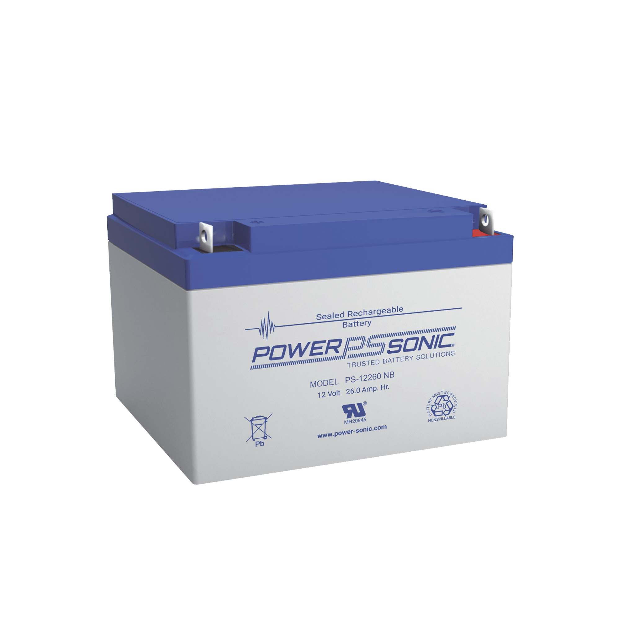 Batería 12V, 26AH, Para Respaldo, Tecnologías AGM/VRLA, 5 Años Vida Útil, Terminales T12, Reconocida UL