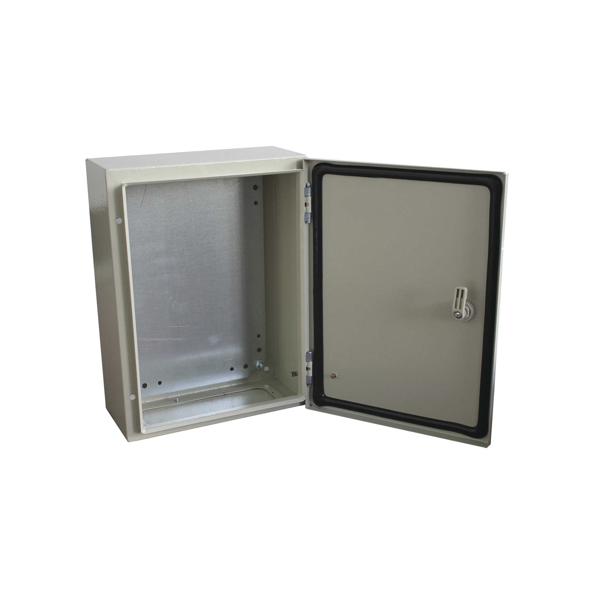 Gabinete de Acero IP66 Uso en Intemperie (300 x 400 x 200 mm) con Placa Trasera Interior de Metal y Compuerta Inferior Atornillable (Incluye Chapa y Llave T).
