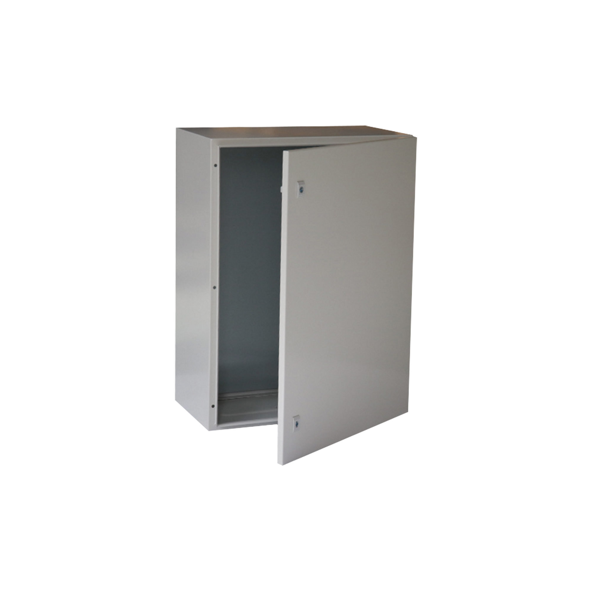 Gabinete de Acero IP66 Uso en Intemperie (400 x 600 x 250 mm) con Placa Trasera Interior Metálica y Compuerta Inferior Atornillable (Incluye Chapa y Llave T).