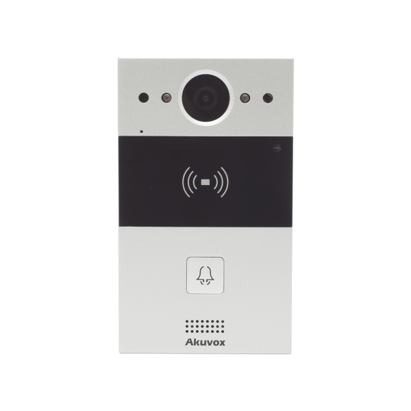 Videoportero de 1 Botón / Lector de Tarjetas MIFARE y PROX EM / Notificación a APP / 100% en la Nube / Notificación por Llamada Telefónica / SIP / ONVIF / IP65 / Cámara 2MP / Panel de Aluminio / Control de 2 Puertas