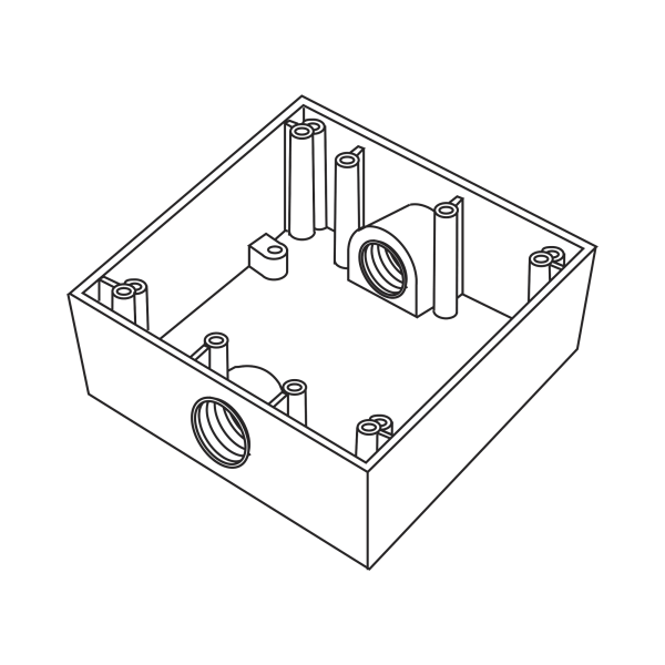Caja Cuadra de 3/4" a Prueba de  Intemperie/ Cuenta con 2 salidas.
