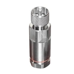 Conector UHF Macho (PL-259) de RF Industries, para Cable HELIAX de 1/2" LDF4-50A, Tipo Rosca, Bronce Blanco/ Plata/ Teflón.