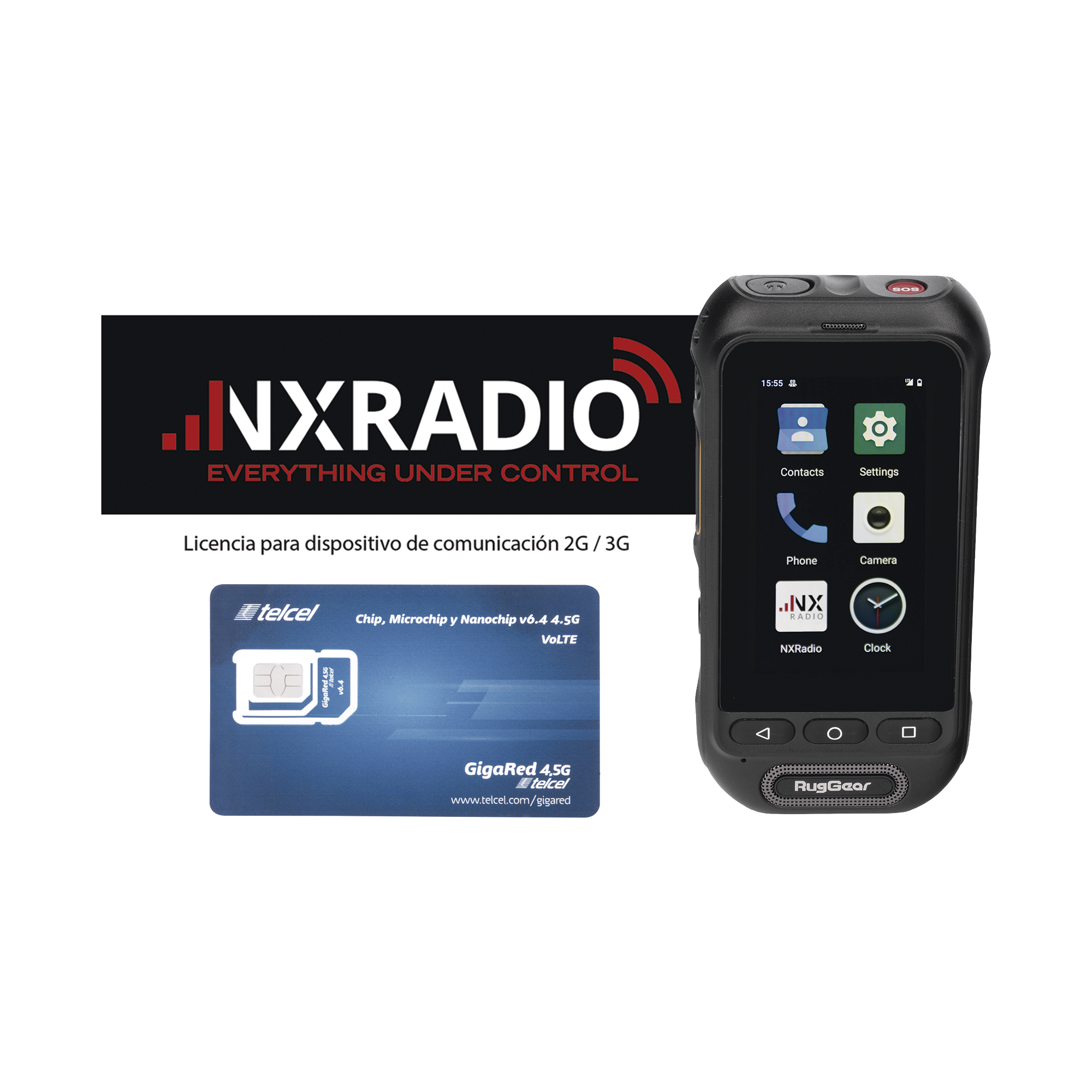 KIT Radio RG360 +12 Meses Servicio NXRADIOTERMINAL + SIM TELCEL 1GB Mensual por 12 Meses