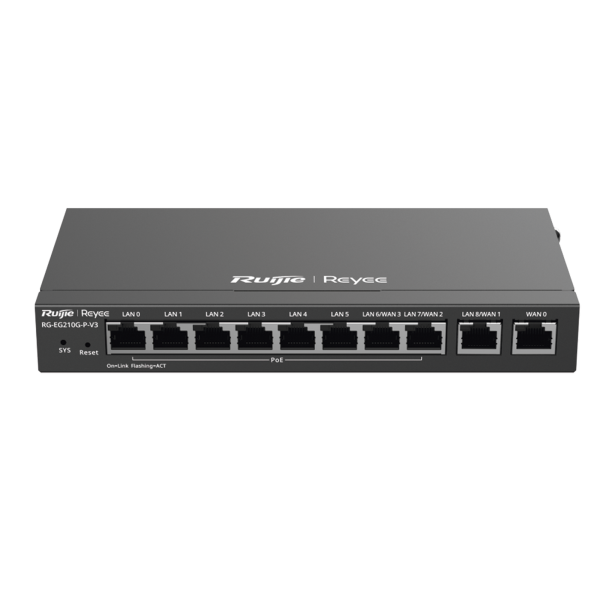 Router Balanceador con Función SD-WAN, PoE+ hasta 110w, 10 puertos gigabit (8 puertos PoE), soporta 4x WAN configurables, hasta 200 clientes con desempeño de 1,000 Mbps