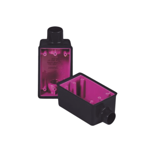 Caja Rectangular de 3/4" / 1 Entrada / Con Recubrimiento exterior de  PVC e interior Purpura.