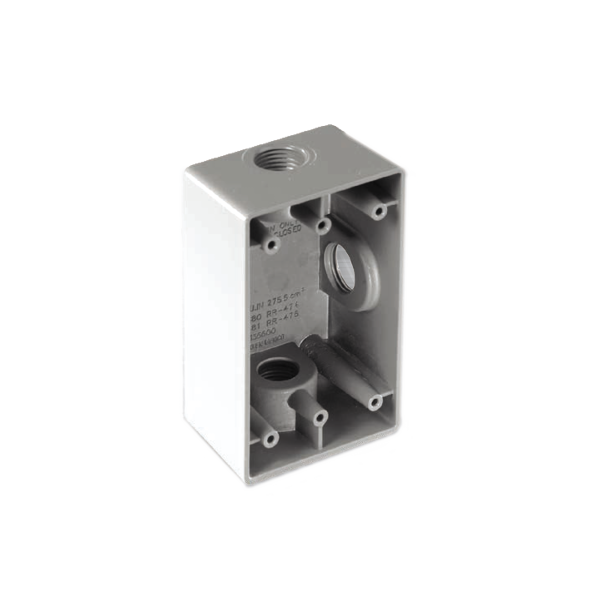 Caja Rectangular de 1"/ 3 Bocas/ Con Recubrimiento  exterior de PVC e interior Purpura.