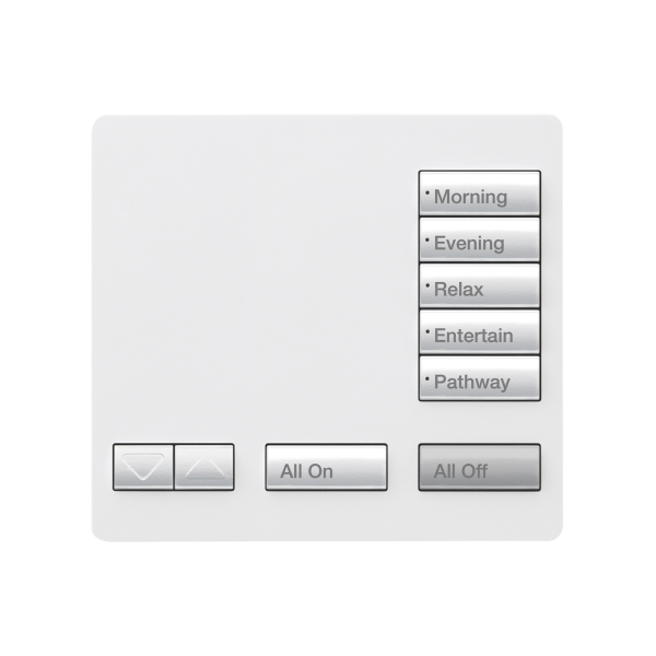 Teclado seetouch, sobre mesa 5 botones,  Botonera Retroiluminada / programe escenas diferentes en cada botón.