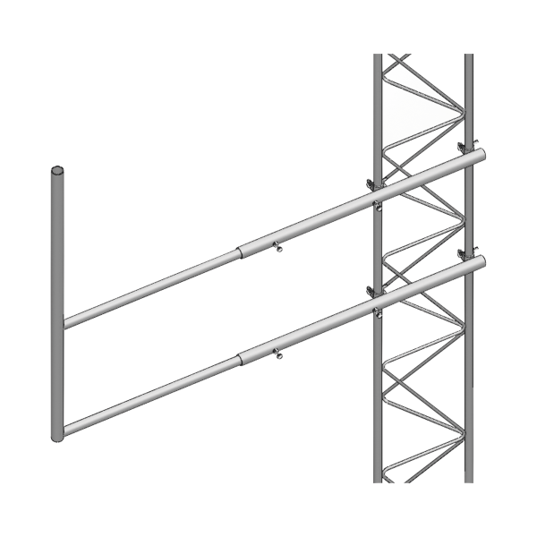 Brazo tipo "F" para tramos STZ-60G, galvanizado por inmersión caliente.