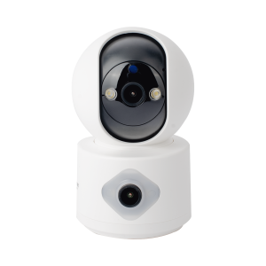 Camara doble lente 3mp| Wifi| autoseguimiento| Detección de movimiento| audio de 2 vias| almacenamiento hasta 128GB