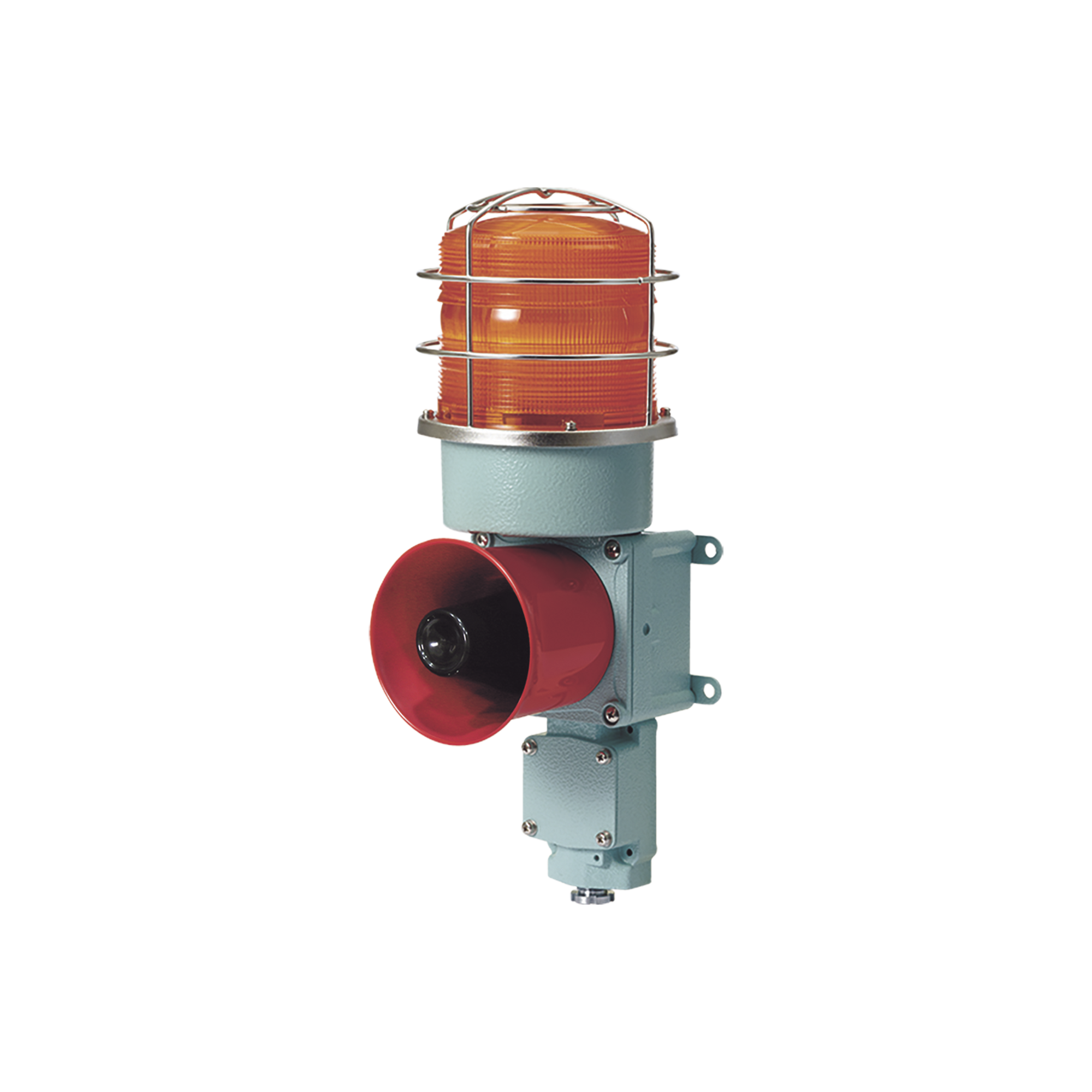 Combinación de baliza LED color Ámbar con sirena electrónica para aplicaciones de la industria pesada  máx.114 dB a 120 VCA