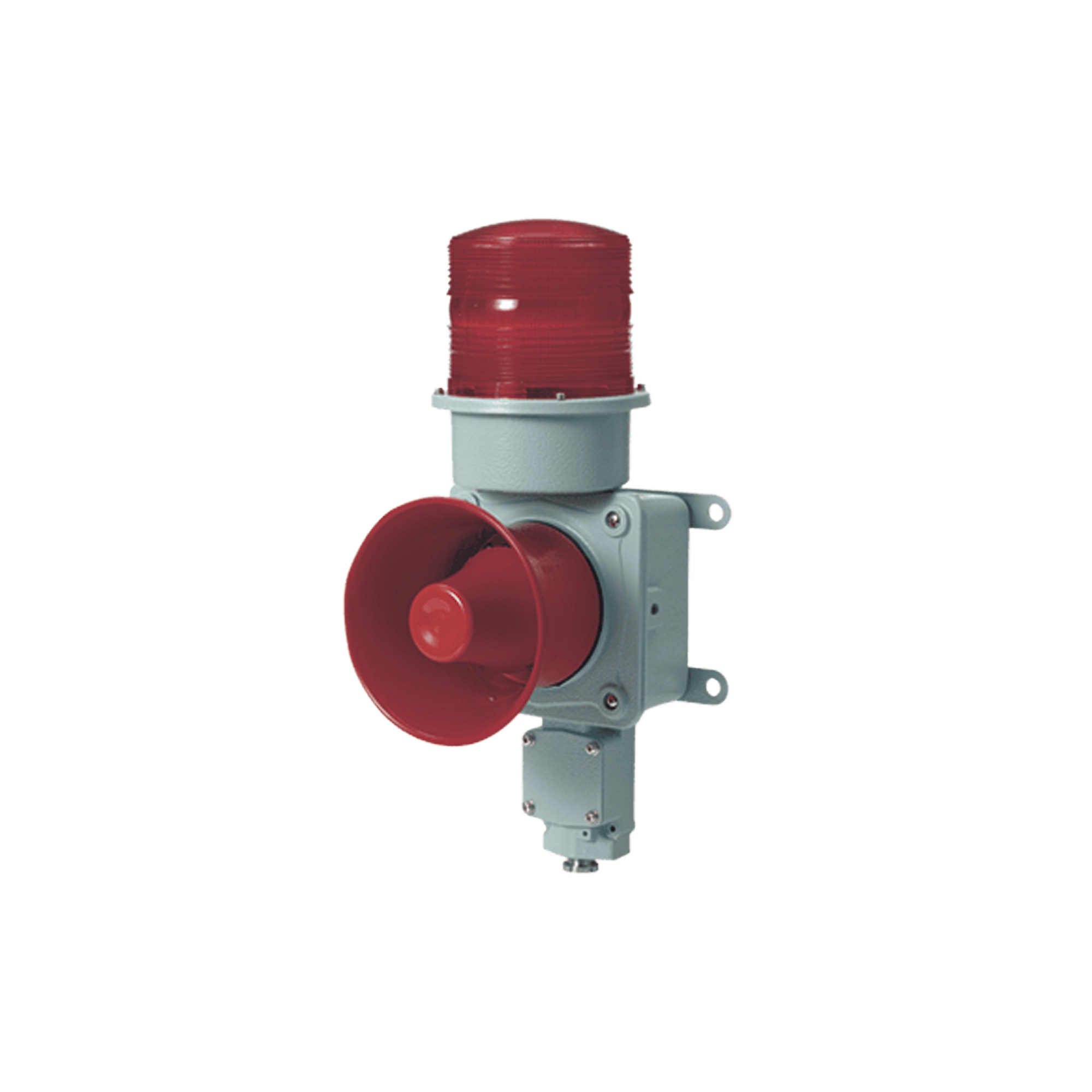 Combinación de baliza LED color roja con sirena electrónica para aplicaciones de la industria pesada  máx.114 dB a 220 VCA