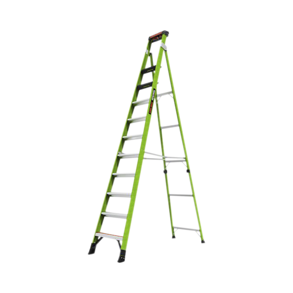 Escalera de 3.65 m Capacidad máxima de 170 Kg, inclinada, de fibra de vidrio con almohadilla de pared giratoria.