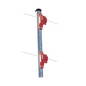 Aislador de Paso color Rojo reforzado para cercos eléctricos, resistente al clima extremoso