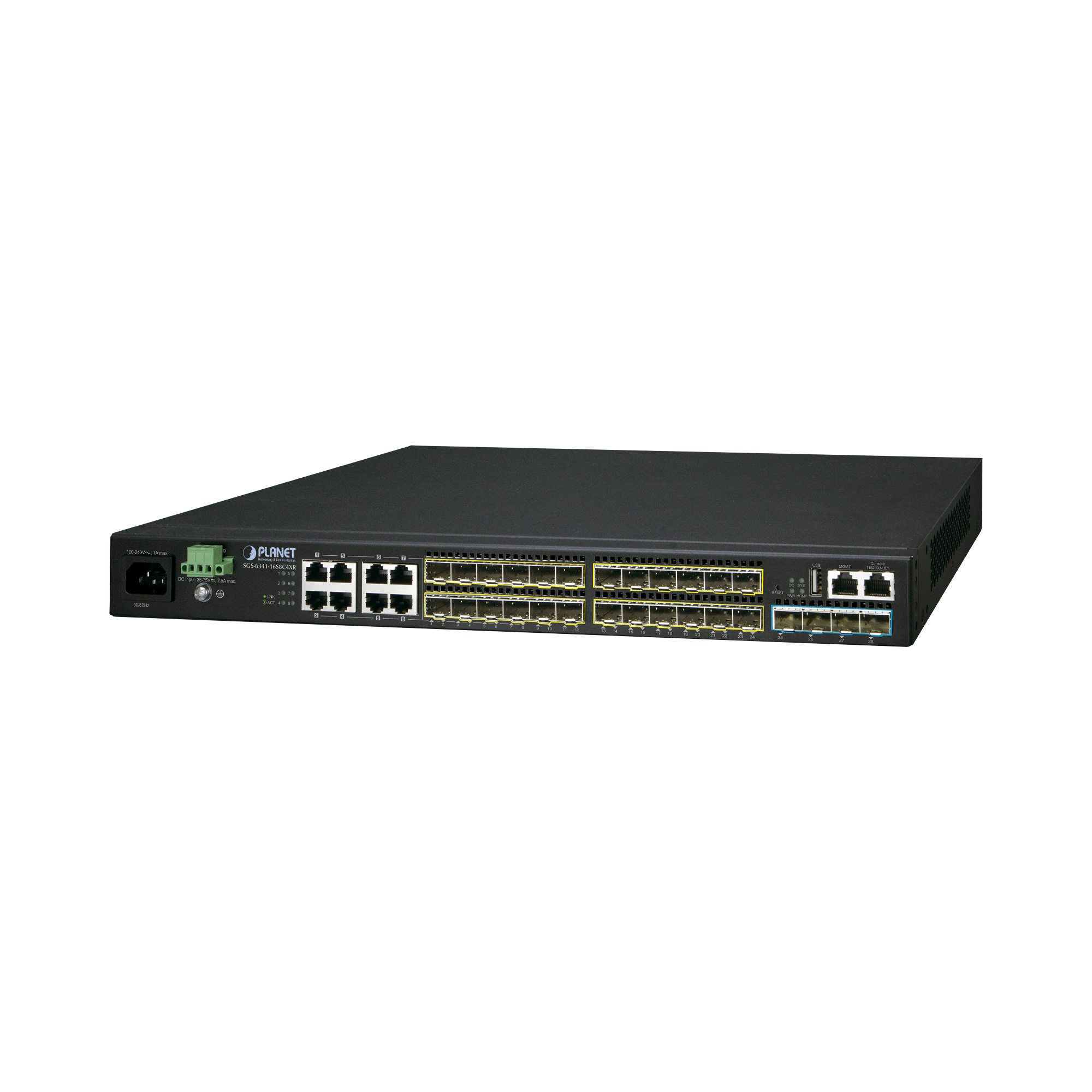 Switch Administrable L3 16-Puertos 100/1000X SFP, 8-Puertos Gigabit TP/SFP, 4-Puertos 10G SFP+ Stackable