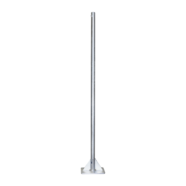 Mástil de 2 metros de 2" Diámetro, con Opresor, Base Soldada . Galvanizado por Inmersión en Caliente.