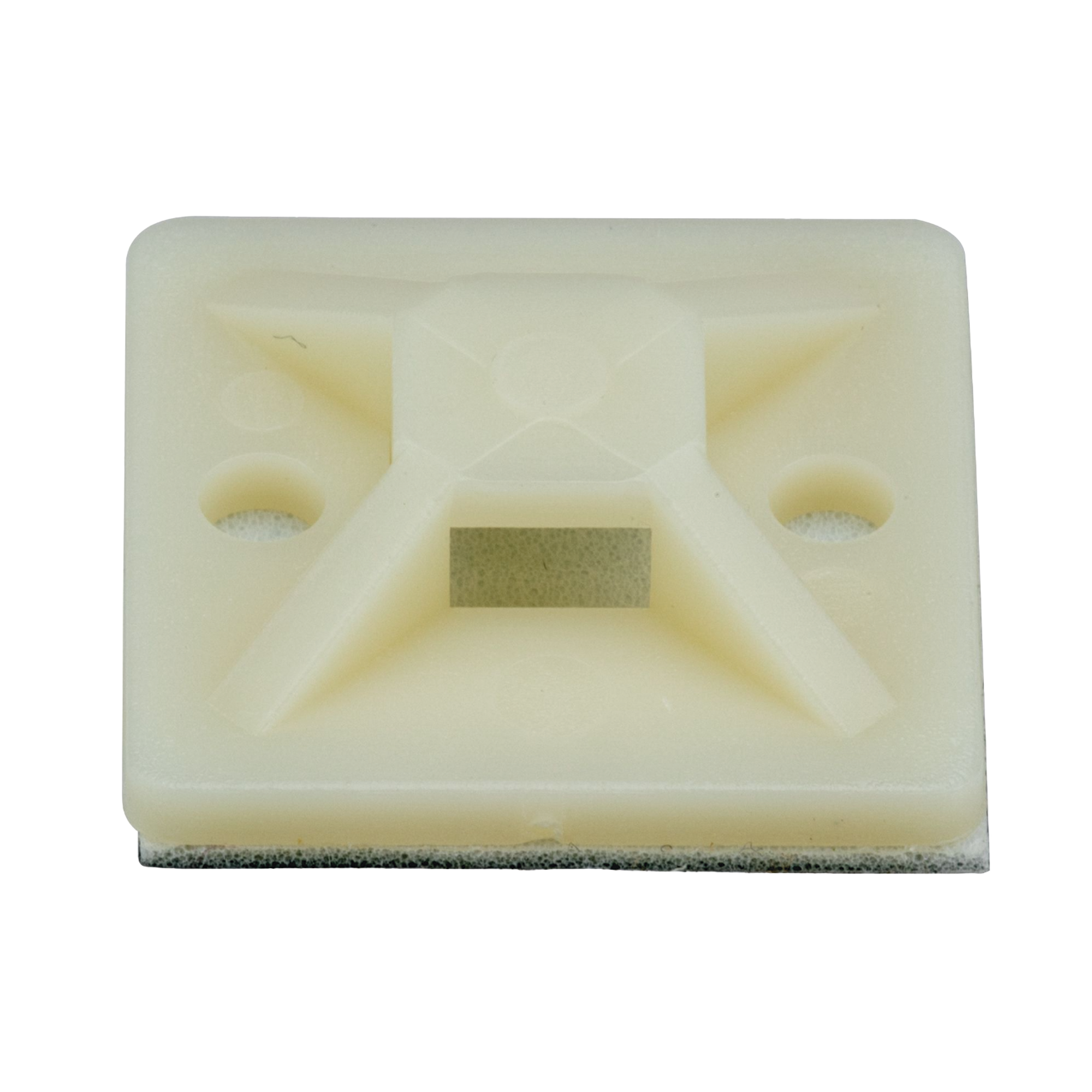 Montaje-Sujetador Adhesivo STRONGHOLD de 4 Vías de 3/4" x 3/4" x 1/4", Color Natural,  Nylon 6.6 Retardante de Llamas V-2, Paquete de 100pz