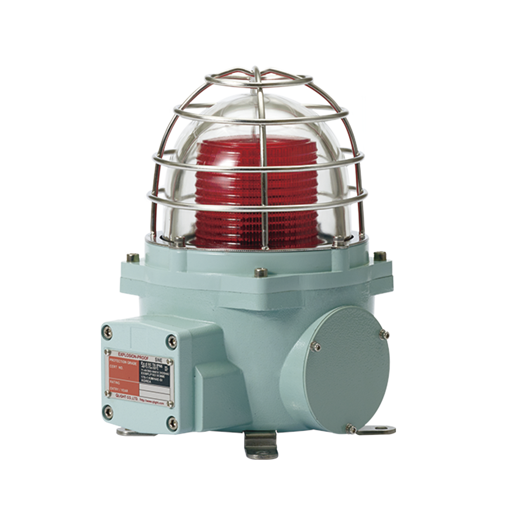 Baliza con luz LED color Rojo con patrón de destello fijo o flasheante, ideal para zonas y áreas peligrosas, opera en un rango de 120 VAC