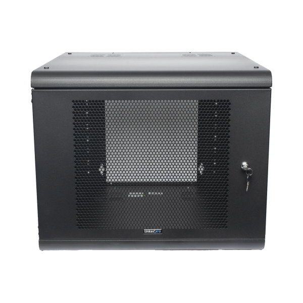 Gabinete de Pared con Puerta Perforada, 635mm de Profundidad, 9U Rack de 19'', Acero Reforzado