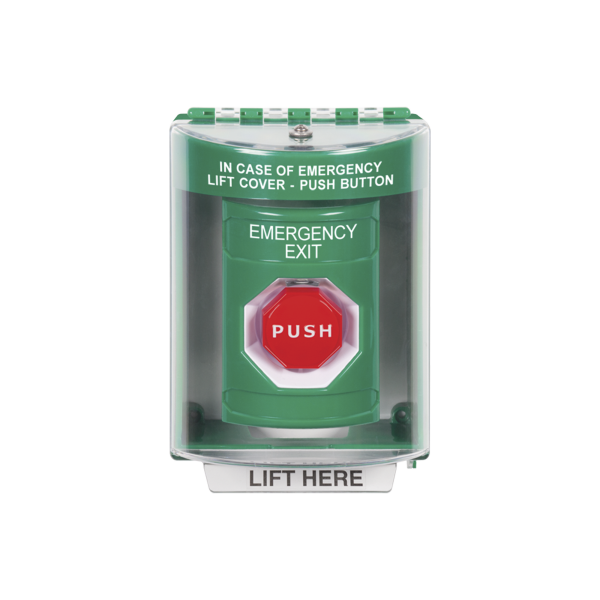 Botón de Salida de Emergencia / Cubierta de Policarbonato Súper Resistente de Superficie con Espaciador  / Temporizador Ajustable Neumático