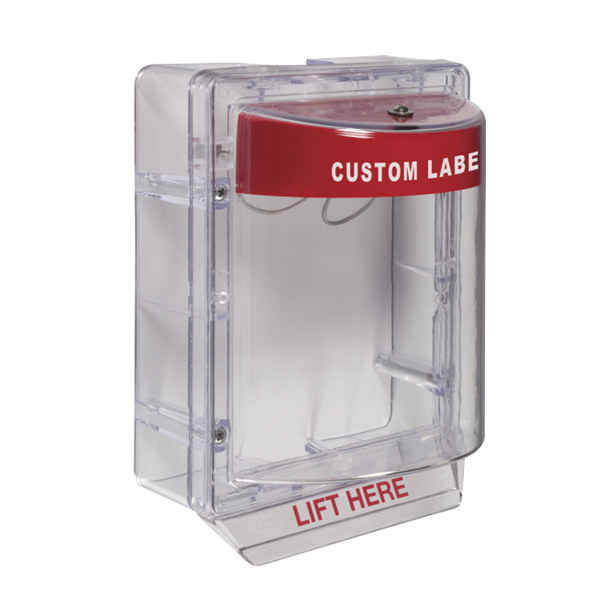 Cubierta Protectora Serie Stopper II® De Policarbonato, Con Bocina, Espaciador Transparente, Montaje en Superficie, Etiqueta Personalizada