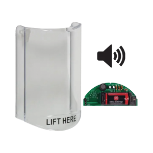 Cubierta Protectora De Policarbonato, Súper Resistente, Con Sonido, Texto En Ingles, Para Botones Multiusos Serie Stopper® Station De STI