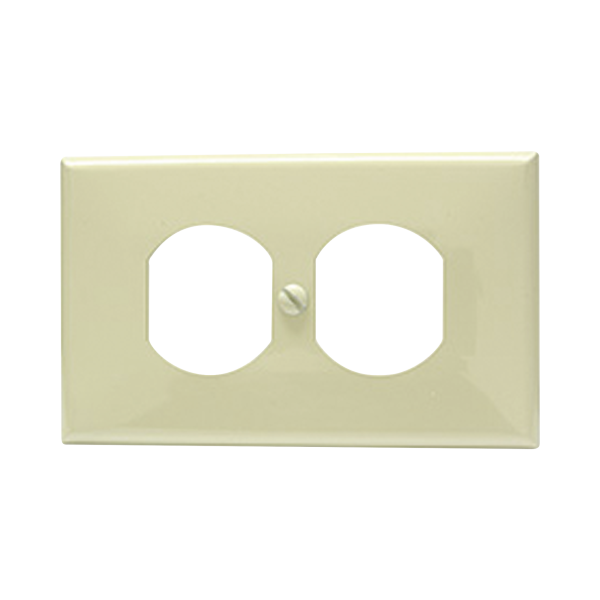 Placa de plástico para contacto dúplex color marfil.