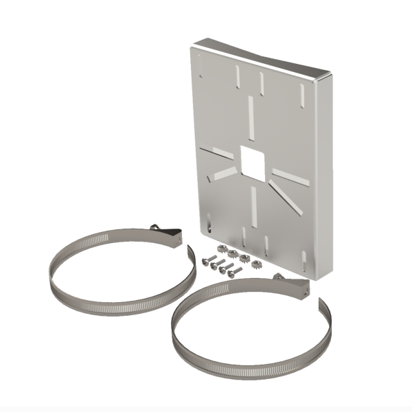 Montaje universal galvanizado para instalación de cámaras en poste 2" a 5" color gris galvanizado