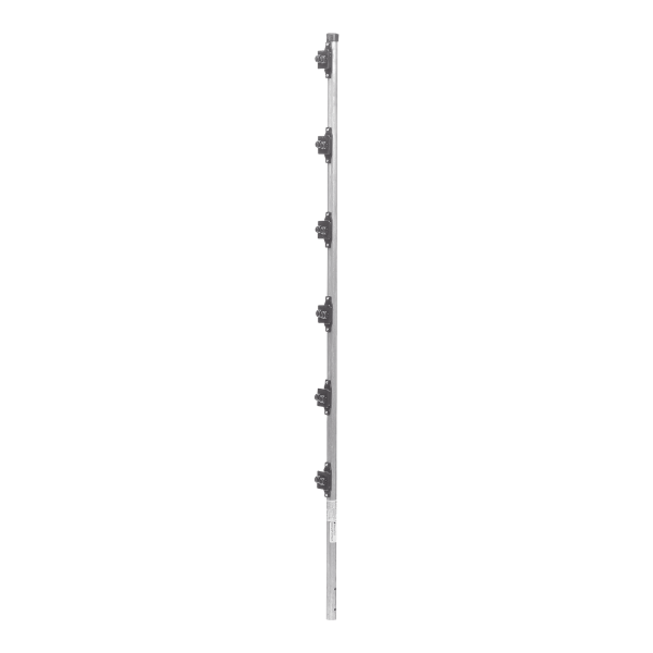 Poste con 6 Aisladores de PASO  para Cerca Electrificada. Tubo Galva. de 1.4m, cal. 18 de 1" Diam. (Sin pintar).