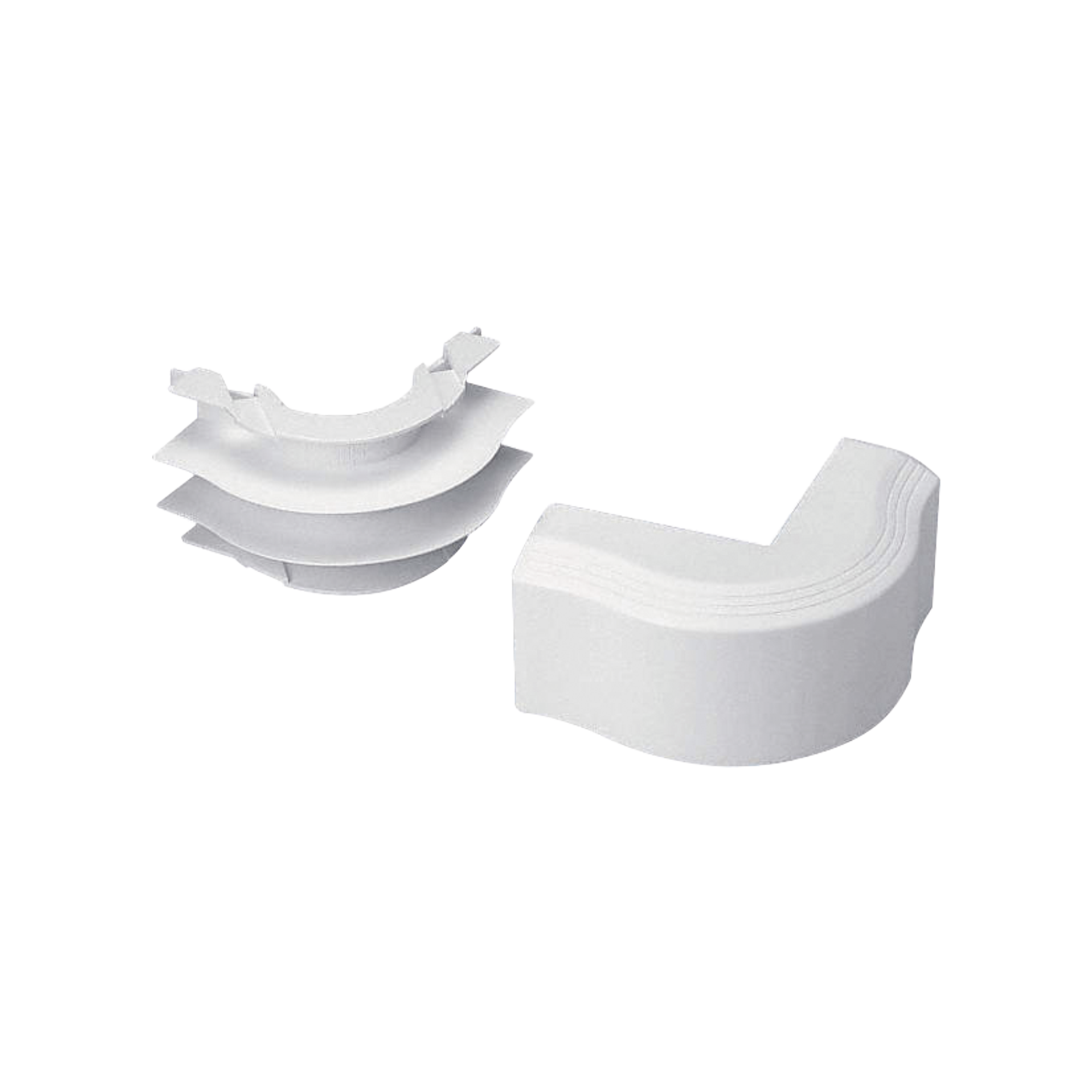 Esquinero exterior, para uso con canaleta T45, Material PVC Rígido, Color Blanco Mate
