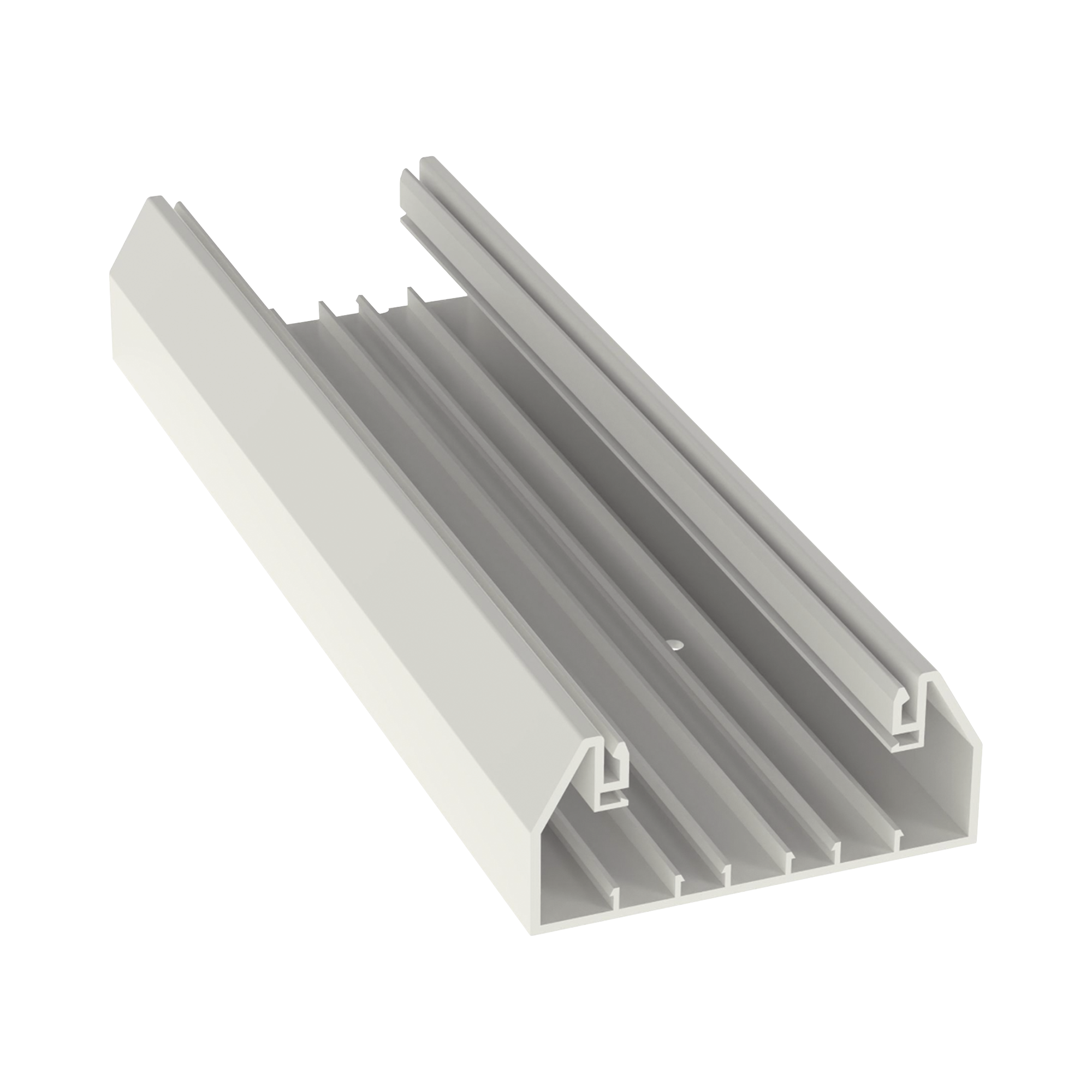 Base para canaleta T-70, de PVC rígido, con orificios perforados para montaje, 103.3 x 44.9 x 2400 mm, Color Blanco Mate