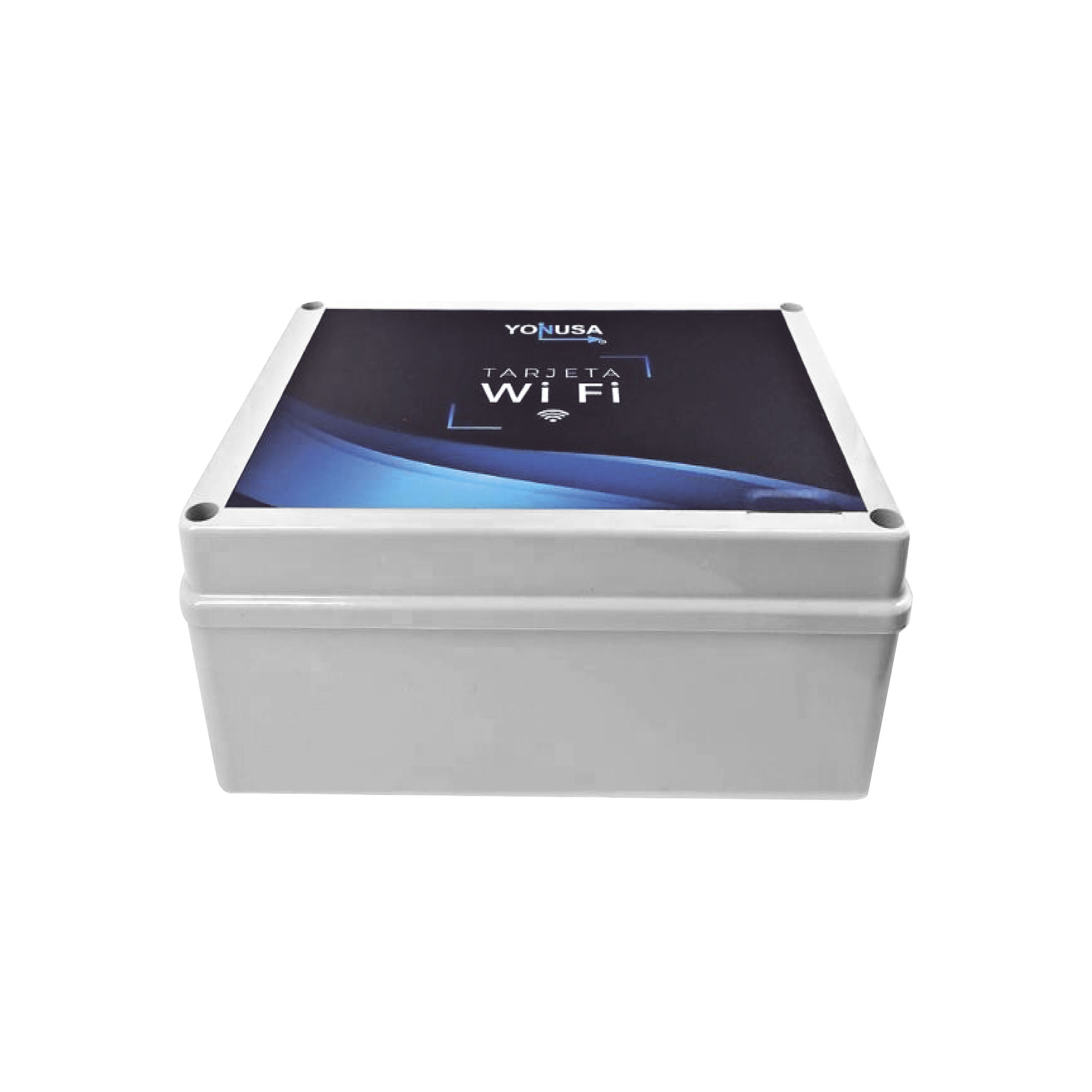 Modulo WIFI LITE con gabinete para uso en Energizadores YONUSA / Aplicación sin costo / Botón de Pánico/ 1 Salida Propósito General