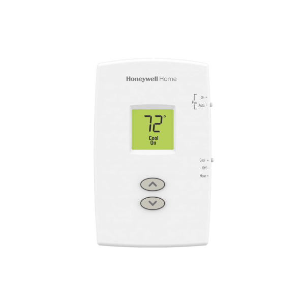 Termostato para sistemas de una sola etapa calor y frio, no programable vertical PRO 1000