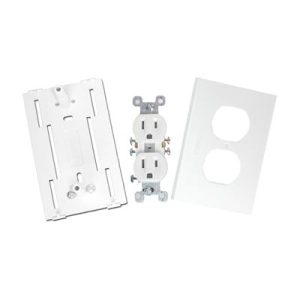 Contacto eléctrico doble, soporte y tapa color blanco de PVC auto extinguible,  para canaleta TEK100 (5591-10200)