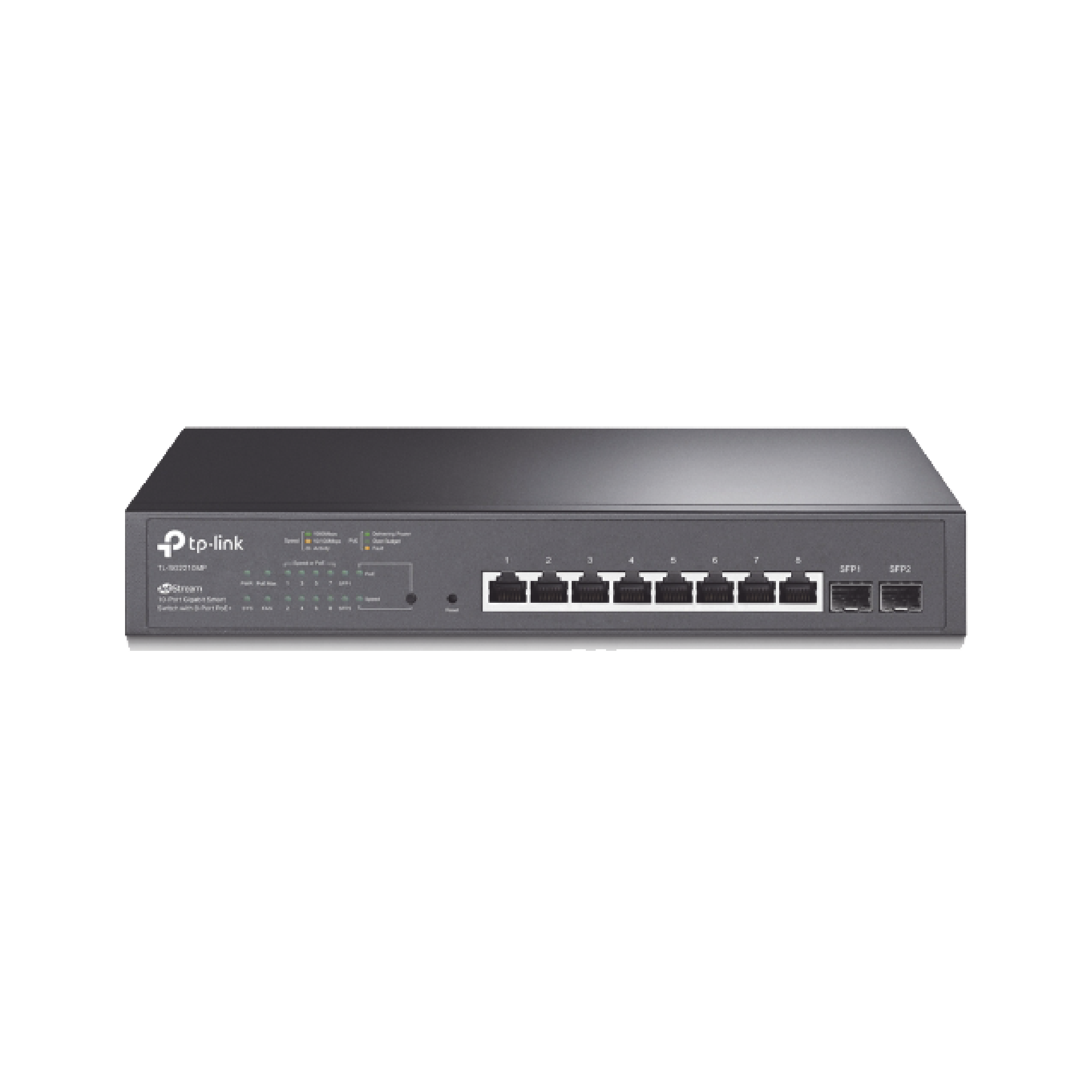 Switch PoE JetStream SDN Administrable 8 puertos 10/100/1000 Mbps + 2 puertos SFP, 8 puertos PoE, 150W, administración centralizada OMADA SDN