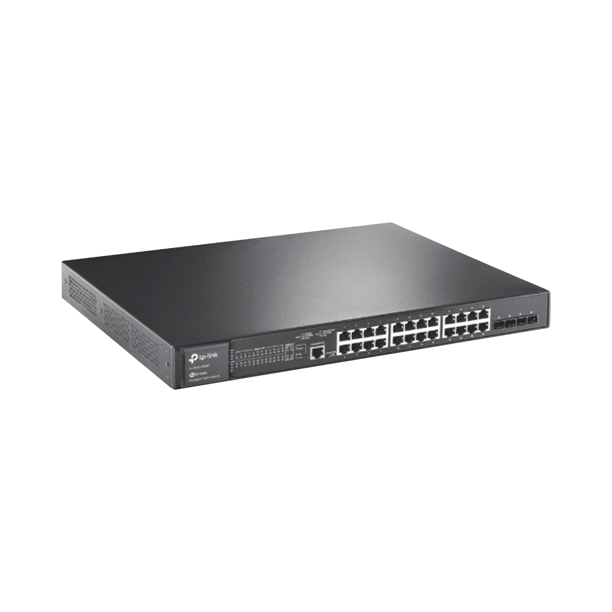 Switch L2+ Omada PoE+ / 24 Puertos PoE+ 10/100/1000 Mbps / 4 Puertos SFP 1G / 2 Puertos Consola (RJ45 y microUSB) / Administración Centralizada Omada o Stand-Alone / Multicast IGMP / Calidad de Servicio / Presupuesto PoE 384W / Montaje en Rack