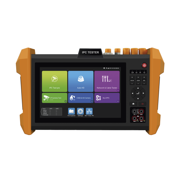 Probador de Vídeo con Pantalla LCD de 7" para IP ONVIF / 8MP TVI + 8MP CVI + 8MP AHD + SDI/EX‚?êSDI + Multímetro + Cable TDR / Prueba de Red de Fibra Óptica + Medidor de Distancia Laser + Cámara Integrada