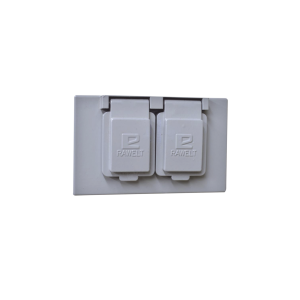 Tapa rectangular dúplex horizontal con  contratapa con mecanismo de auto-cierre de aluminio para uso de interiores y exteriores tipo RR.
