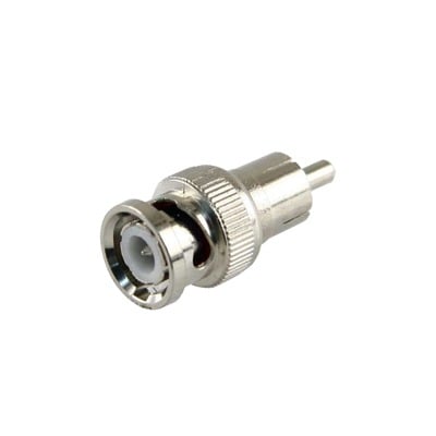 Adaptador en línea para 75 Ohm, de conector BNC macho a RCA macho en aplicaciones de Audio-Video para cámaras, monitores y DVR¬¥s.