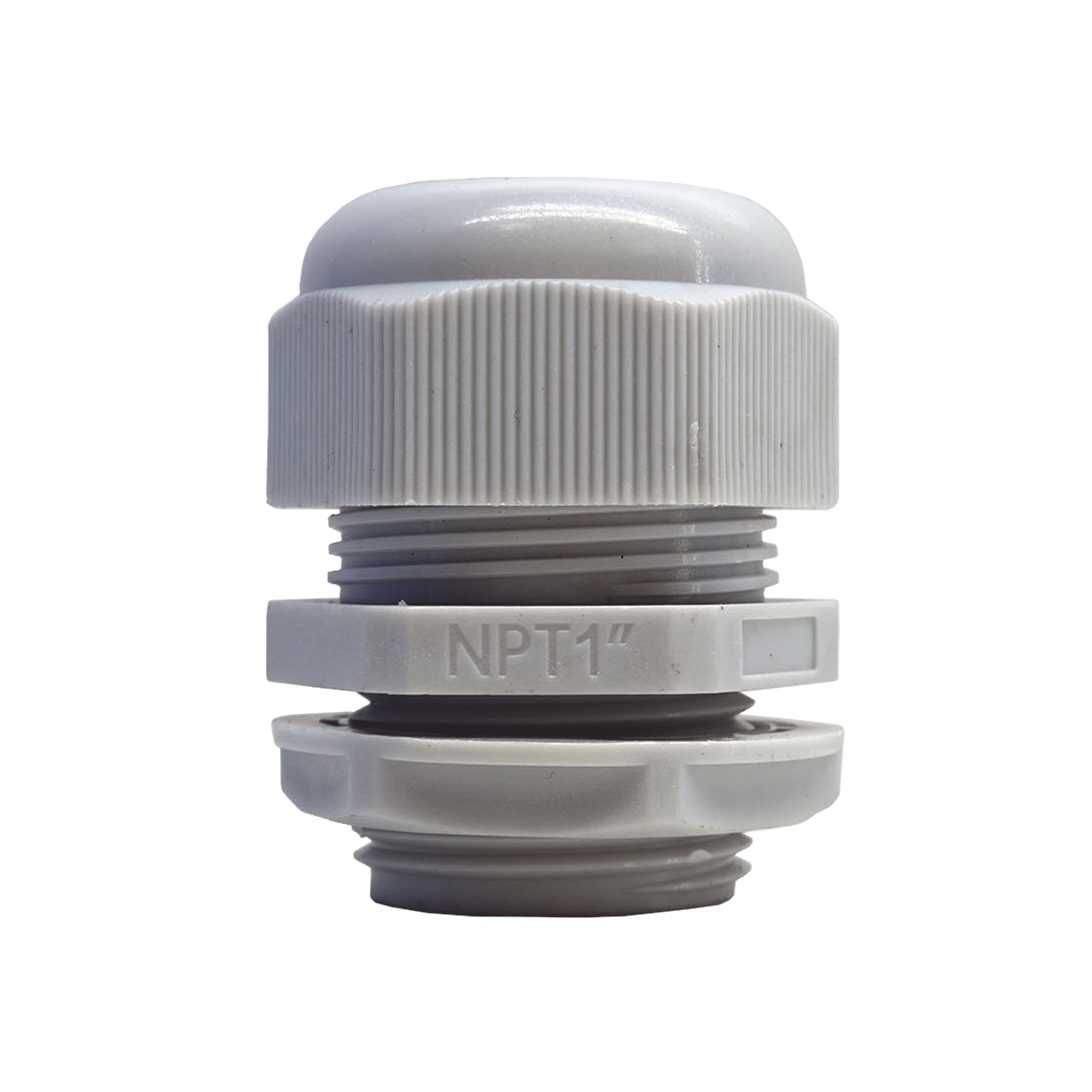 Conector Plástico Blanco Tipo Glándula para Rosca NPT 1"