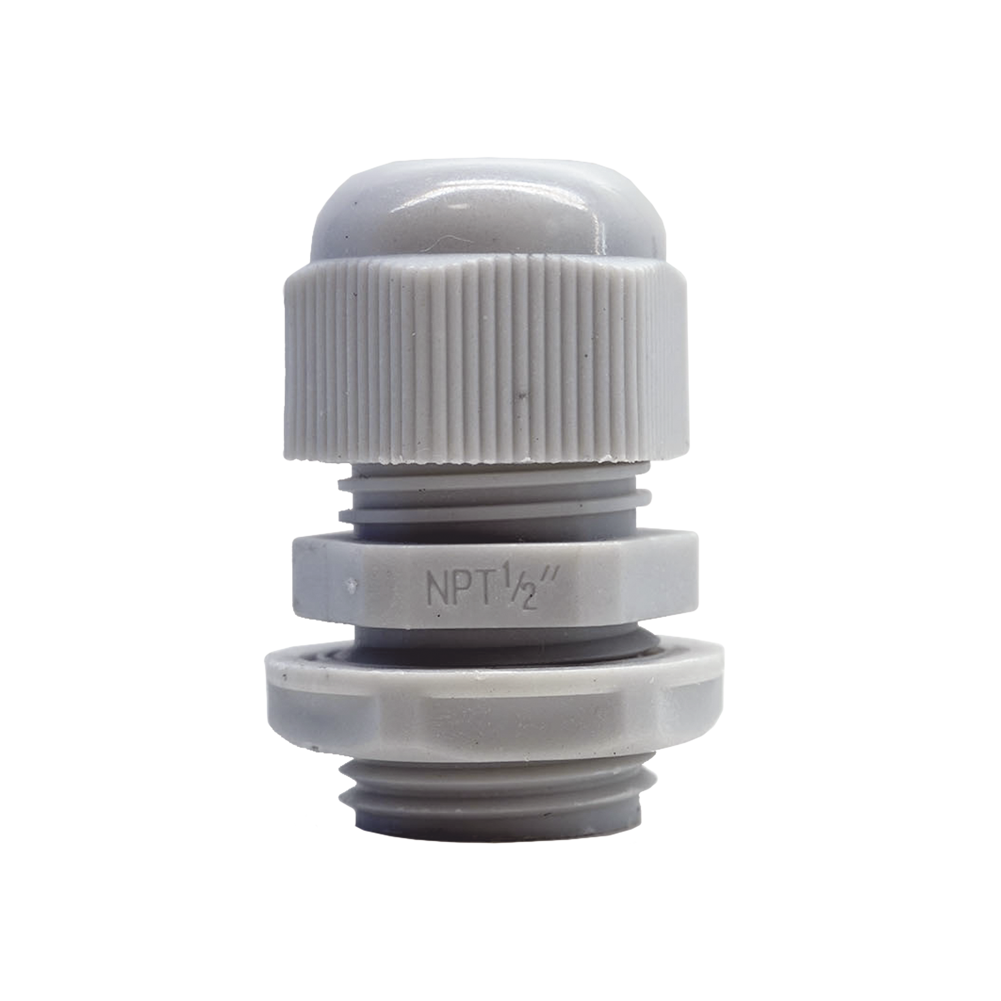 Conector Plástico Blanco Tipo Glándula para Rosca NPT 1/2"