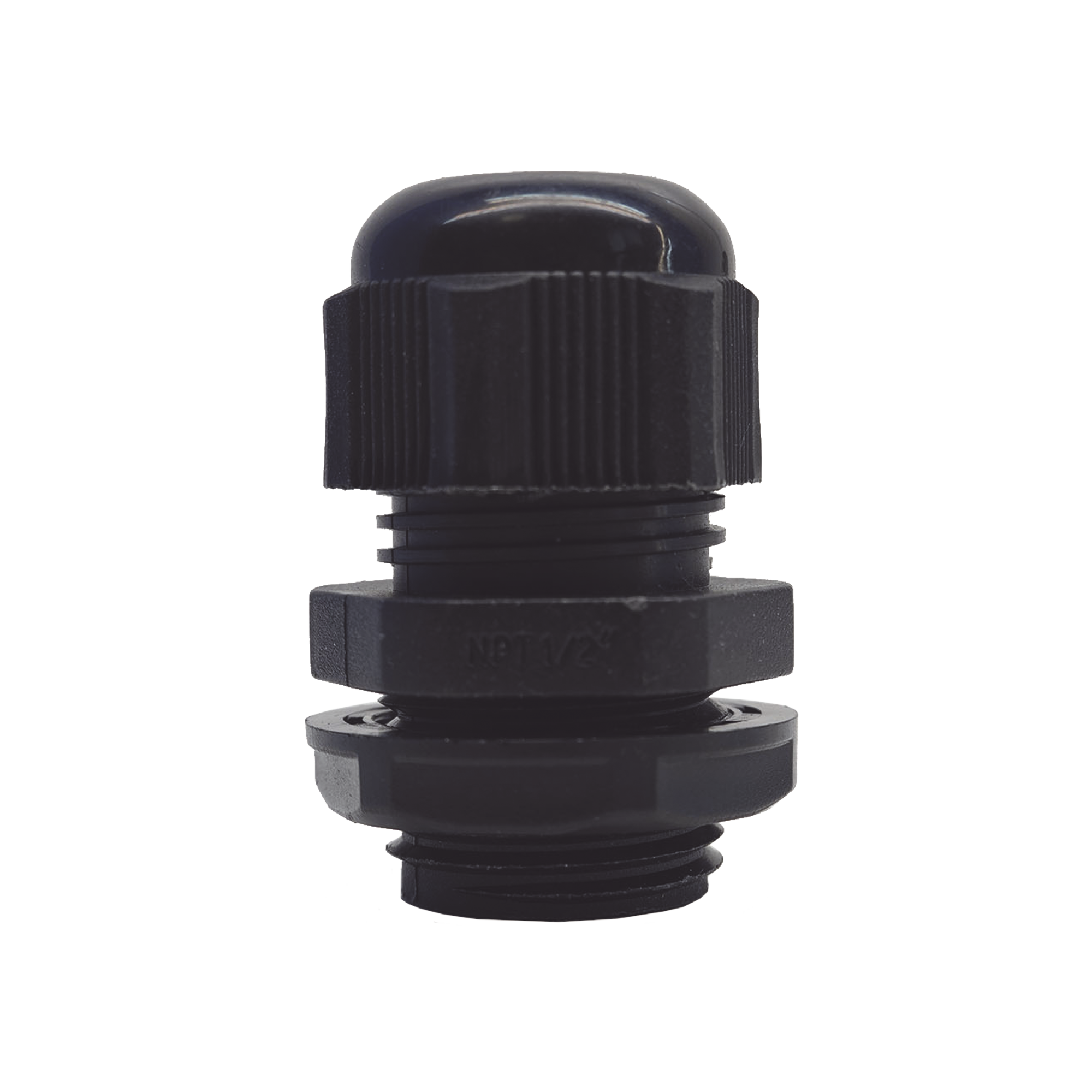 Conector Plástico Negro Tipo Glándula para Rosca NPT 1/2"