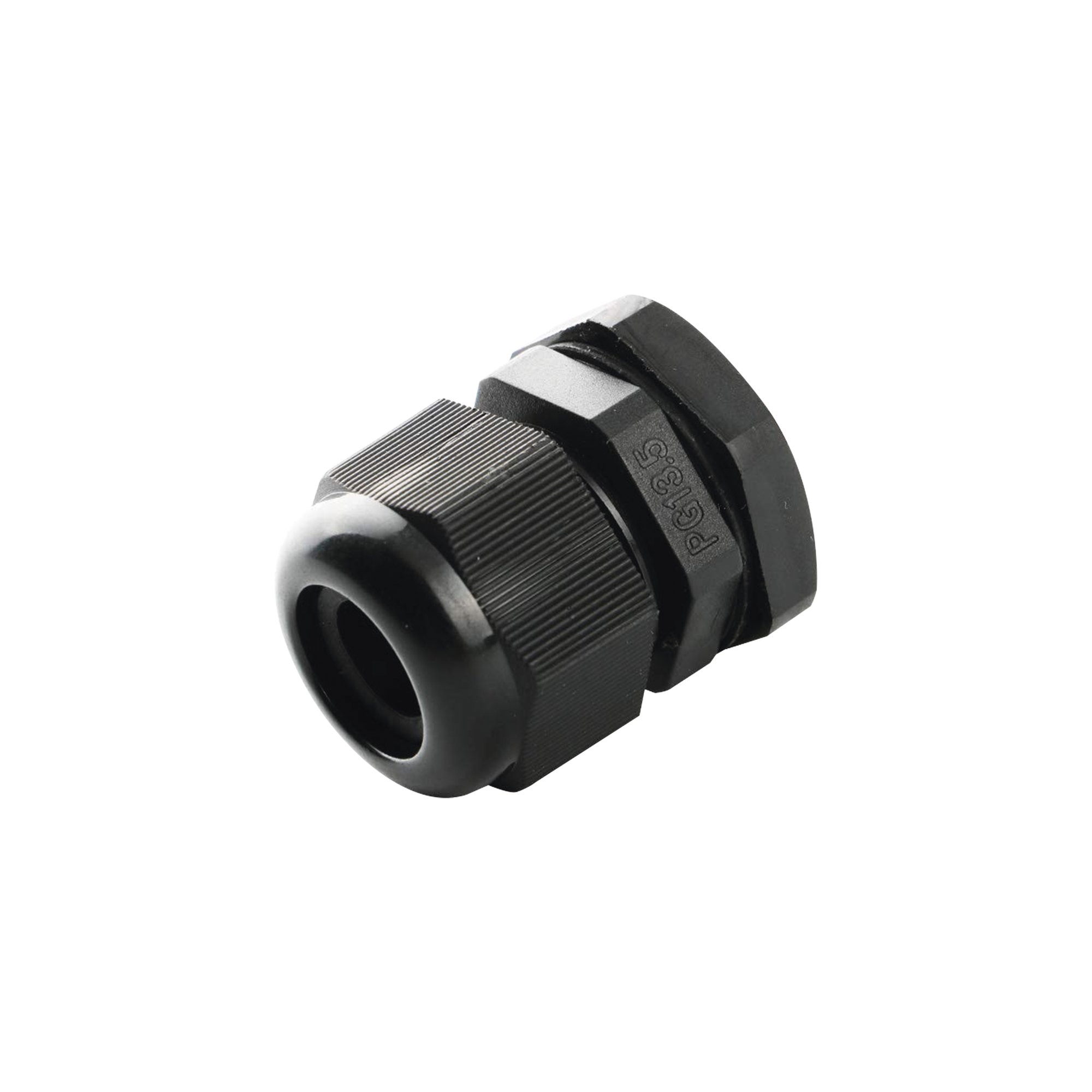 Conector Plástico Negro Tipo Glándula para Cable de 10 a 14 mm de Diámetro.