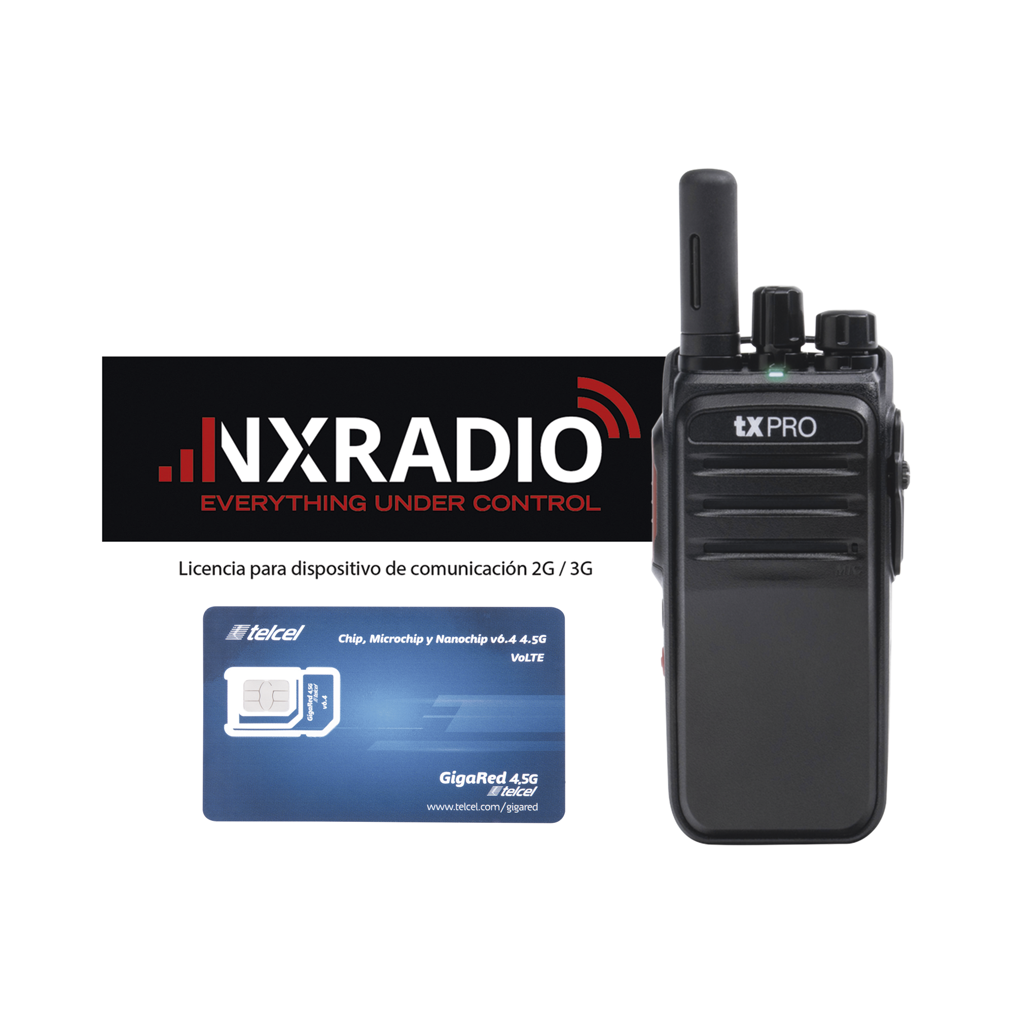 Kit de Radio TXR50A4G + Licencia Anual NXRADIOTERMINAL + SIM Telcel 1GB