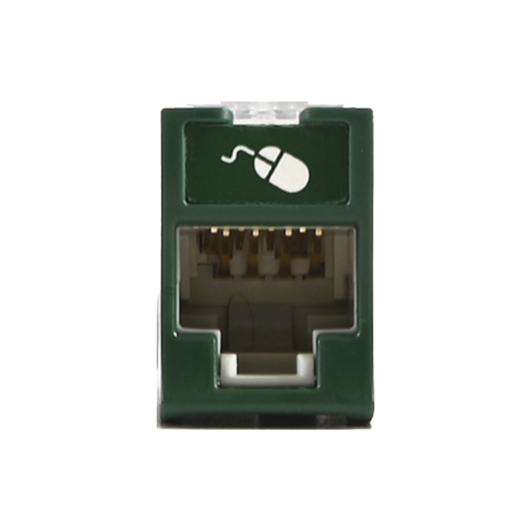 Jack UltraMAX Cat5e, UTP, Montaje híbrido en Placa de Pared (Plano y Angulado), Color Verde, Punch Down