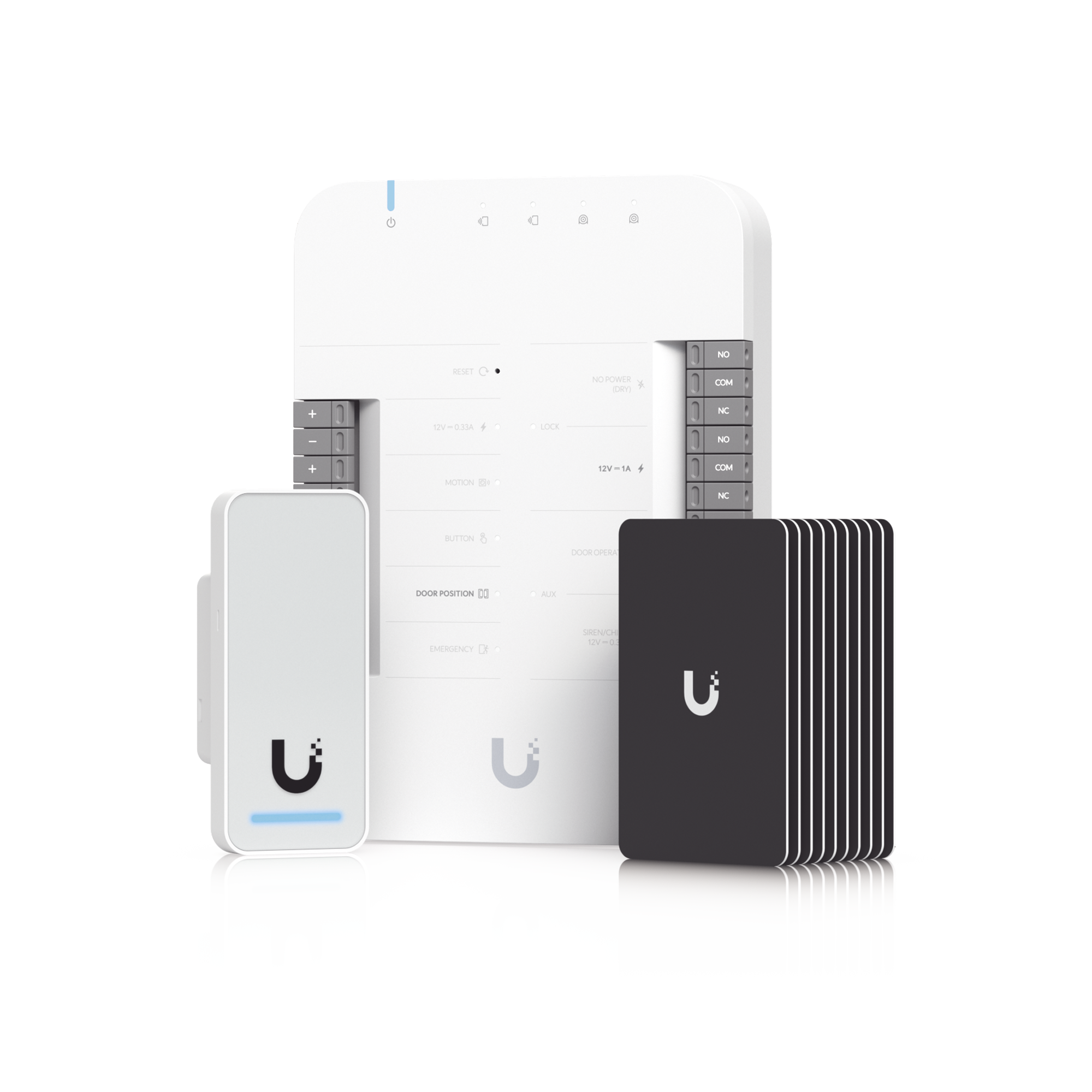 UniFi Access Kit de Inicio Gen 2, Incluye Hub para conexiones, lector NFC y movimiento / 10 tarjetas de acceso / sistema completo para abrir una puerta